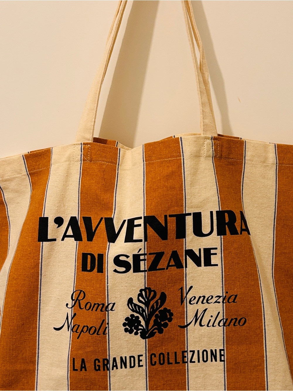 Sézane L’Aventura di Sézane Striped Canvas Tote Bag Italy